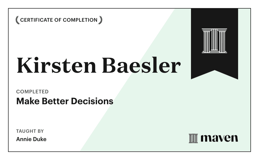 Certificate for Make Better Decisions