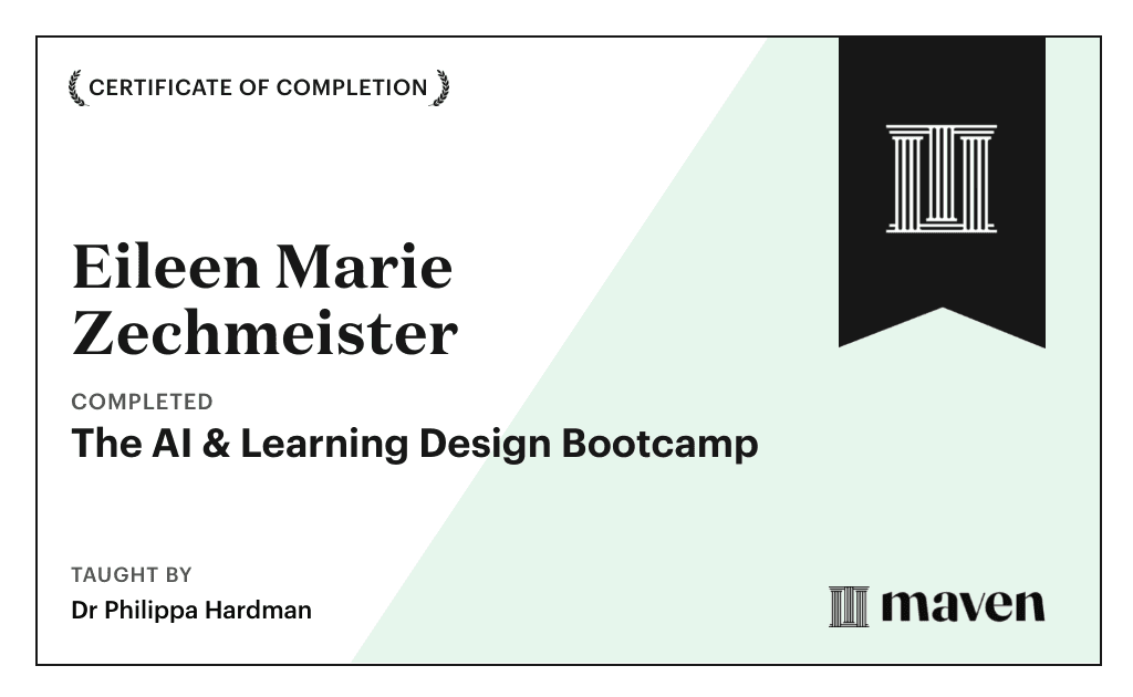 Certificate for The AI & Learning Design Bootcamp