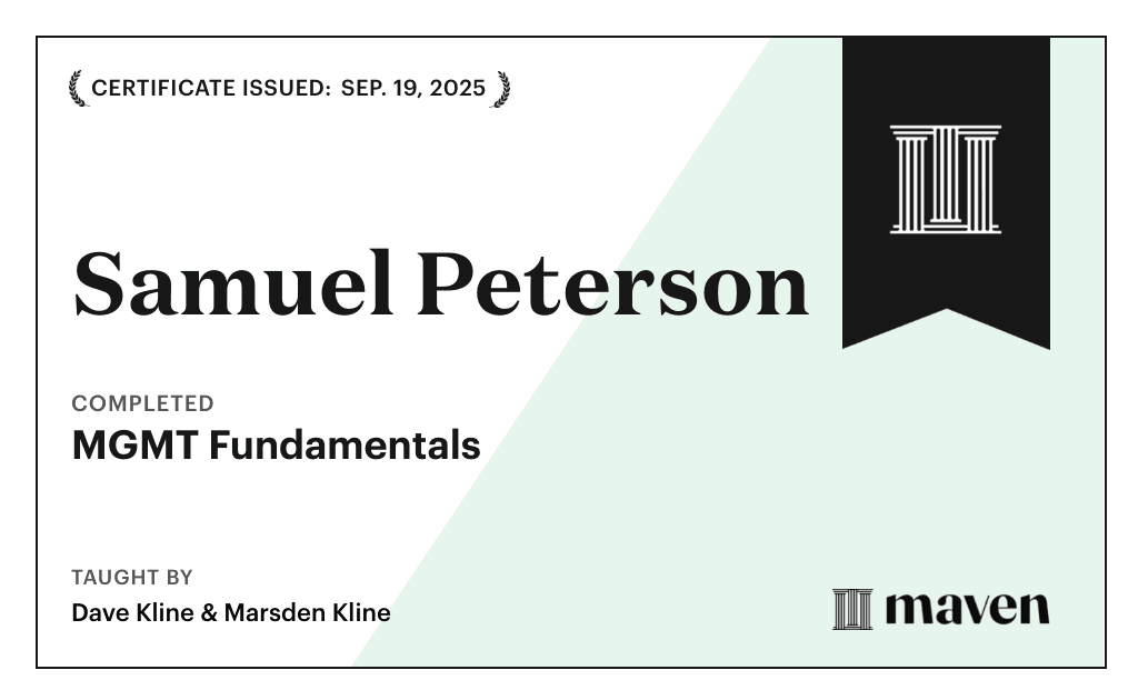 Certificate for MGMT Fundamentals