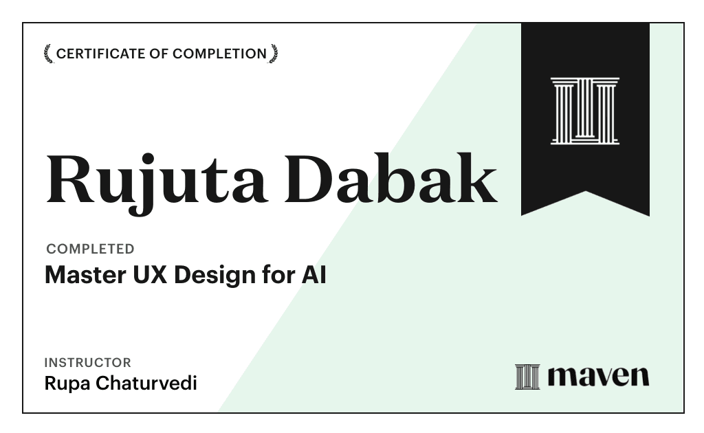 Certificate for Master UX Design for AI
