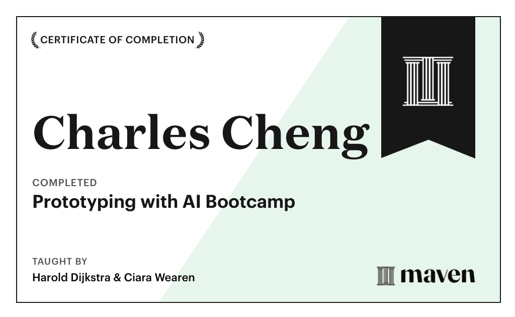 Certificate for Prototyping with AI Bootcamp