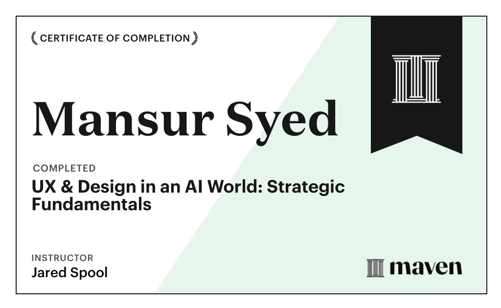 Certificate for UX & Design in an AI World: Strategic Fundamentals