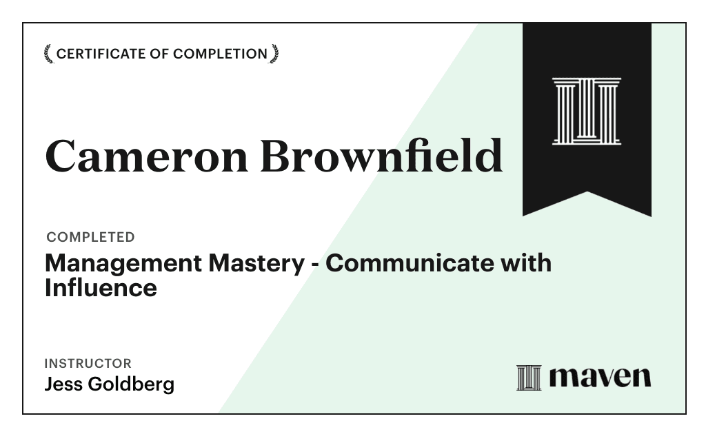 Certificate for Management Mastery - Communicate with Influence