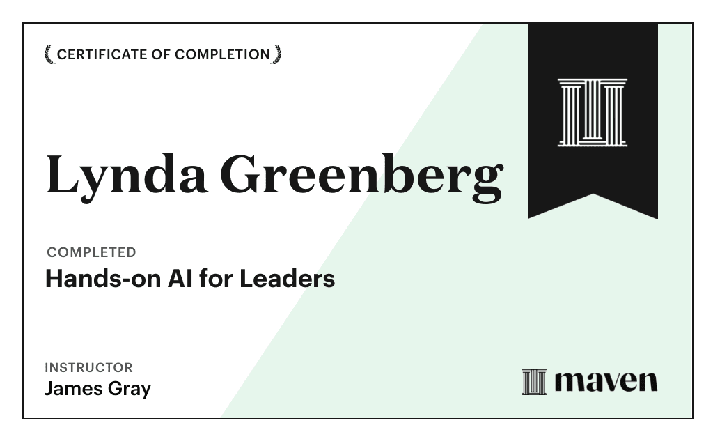 Certificate for Hands-on AI for Leaders: 30-Day Sprint