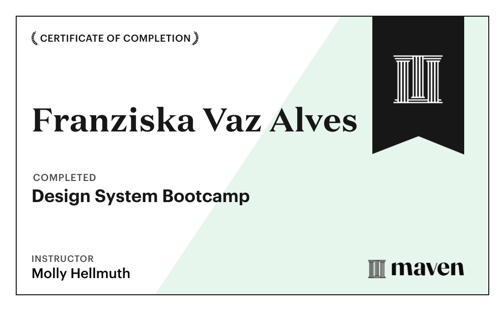 Certificate for Design System Bootcamp
