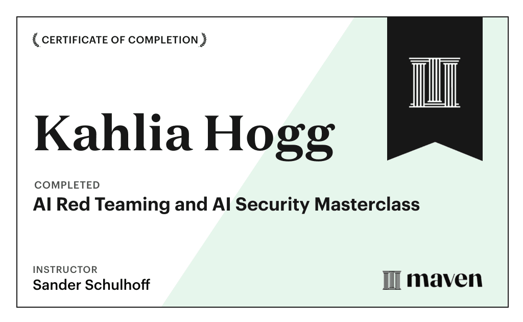 Certificate for AI Red Teaming and AI Security Masterclass