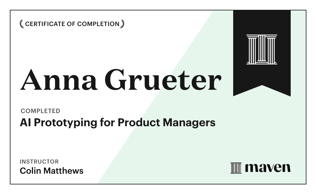 Certificate for AI Prototyping for Product Managers