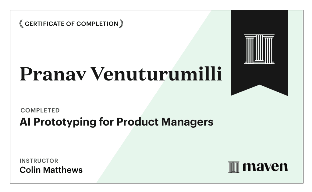 Certificate for AI Prototyping for Product Managers
