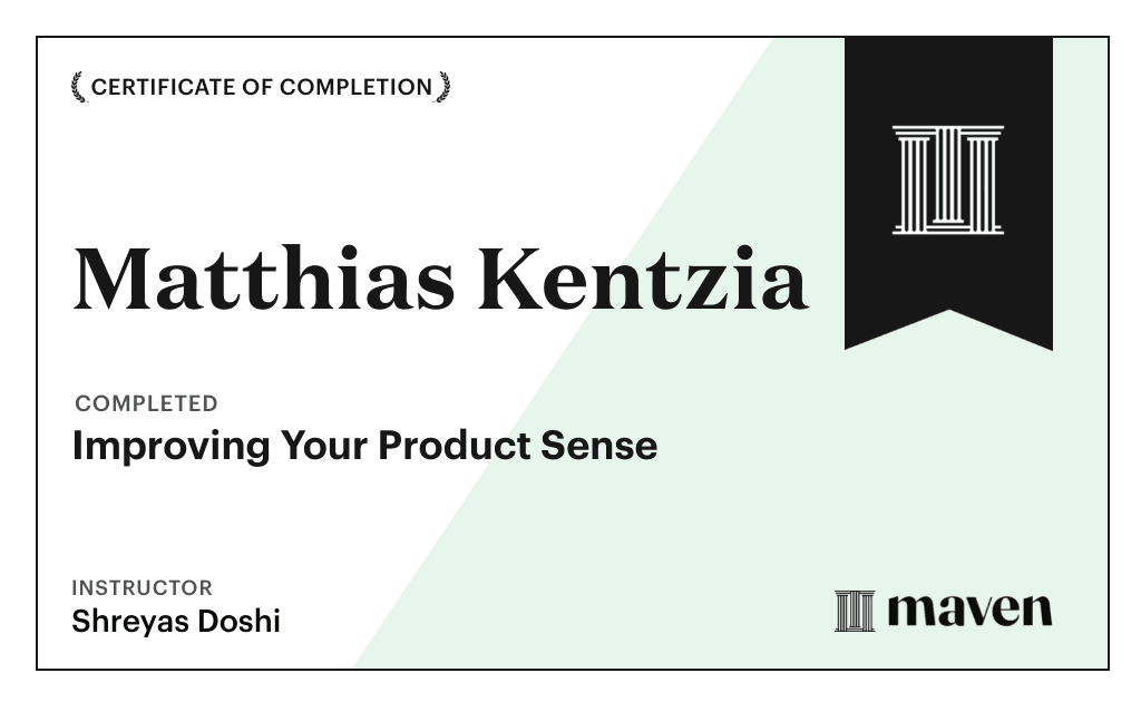 Certificate for Improving Your Product Sense