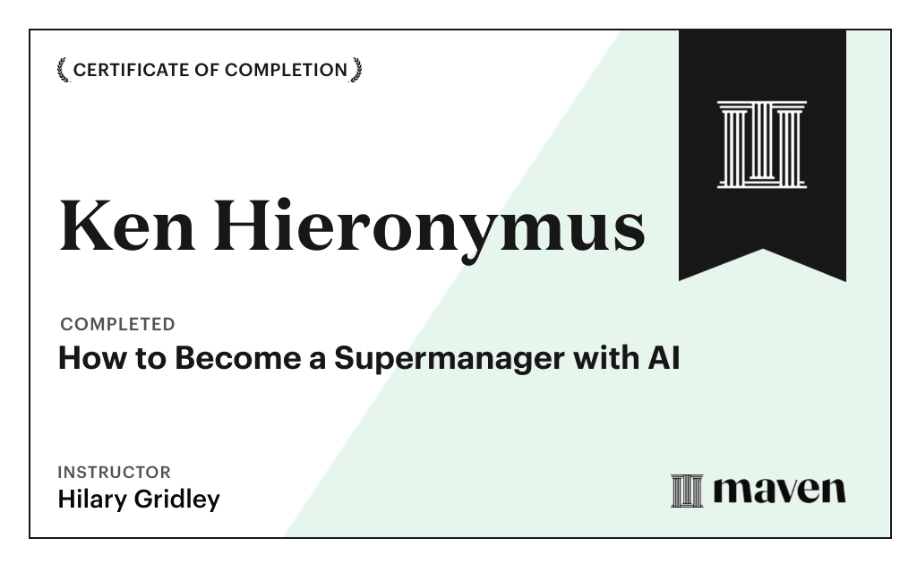 Certificate for How to Become a Supermanager with AI