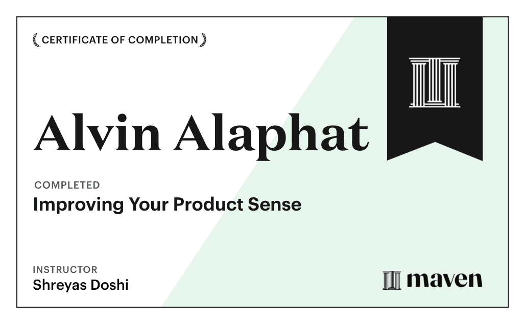 Certificate for Improving Your Product Sense