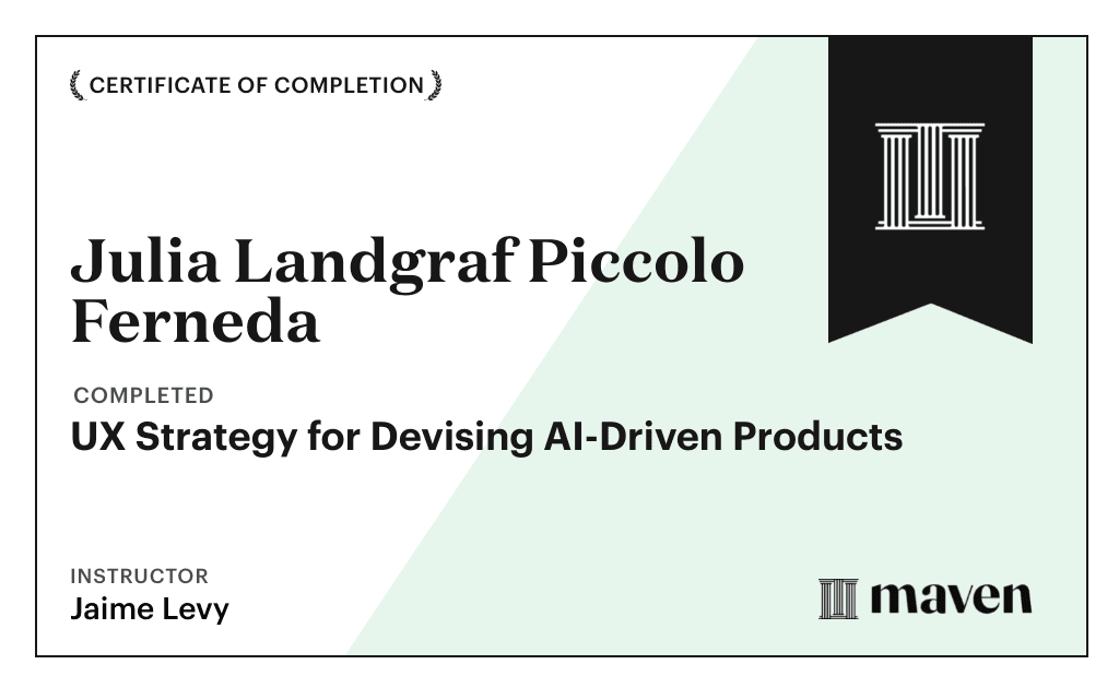Certificate for UX Strategy for Devising AI-Driven Products