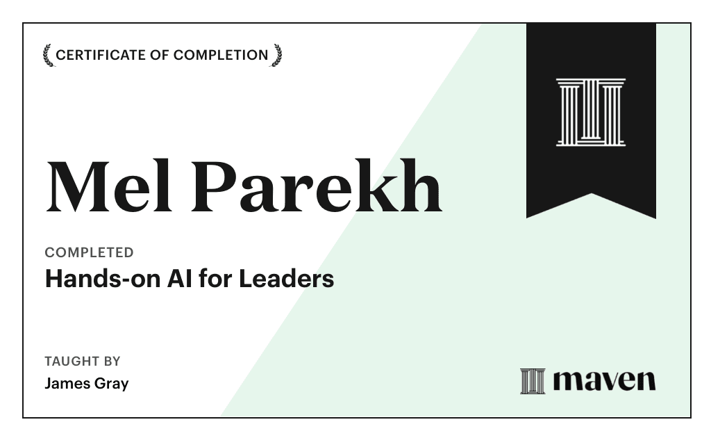 Certificate for Hands-on AI for Leaders