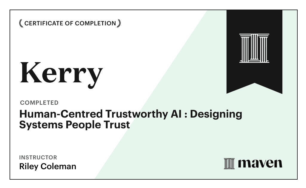 Certificate for Human-Centred Trustworthy AI :  Designing Systems People Trust