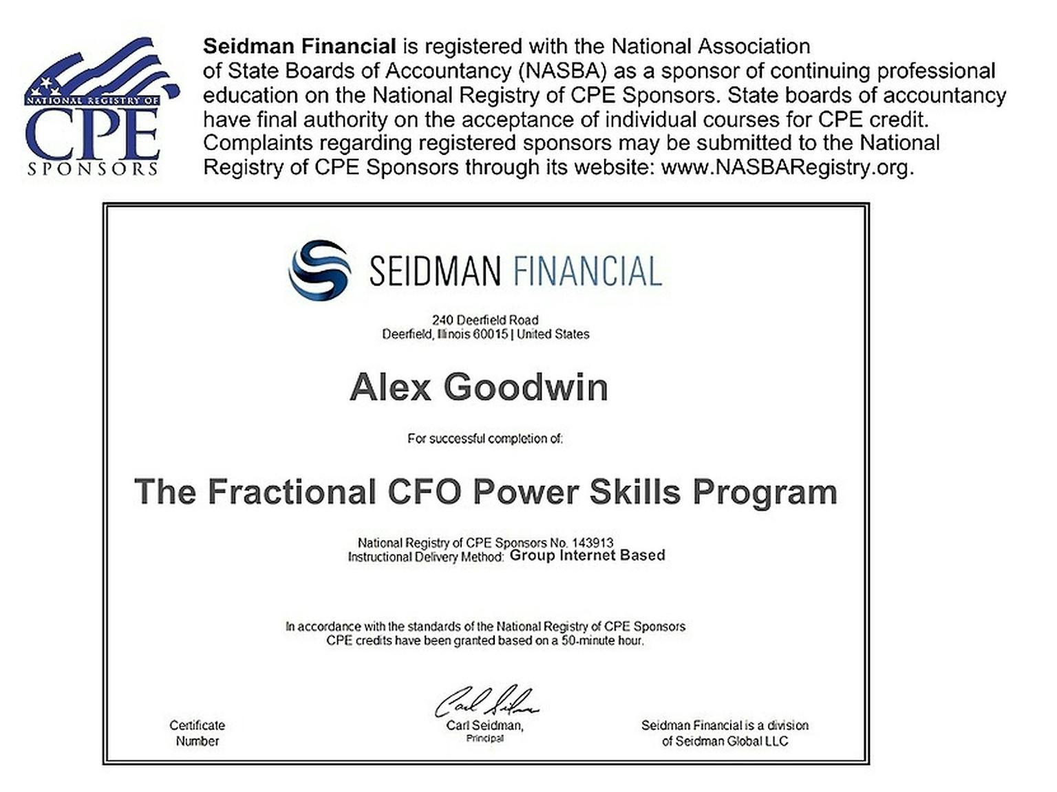 Seidman Financial is registered with the National Association of State Boards of Accountancy (NASBA)