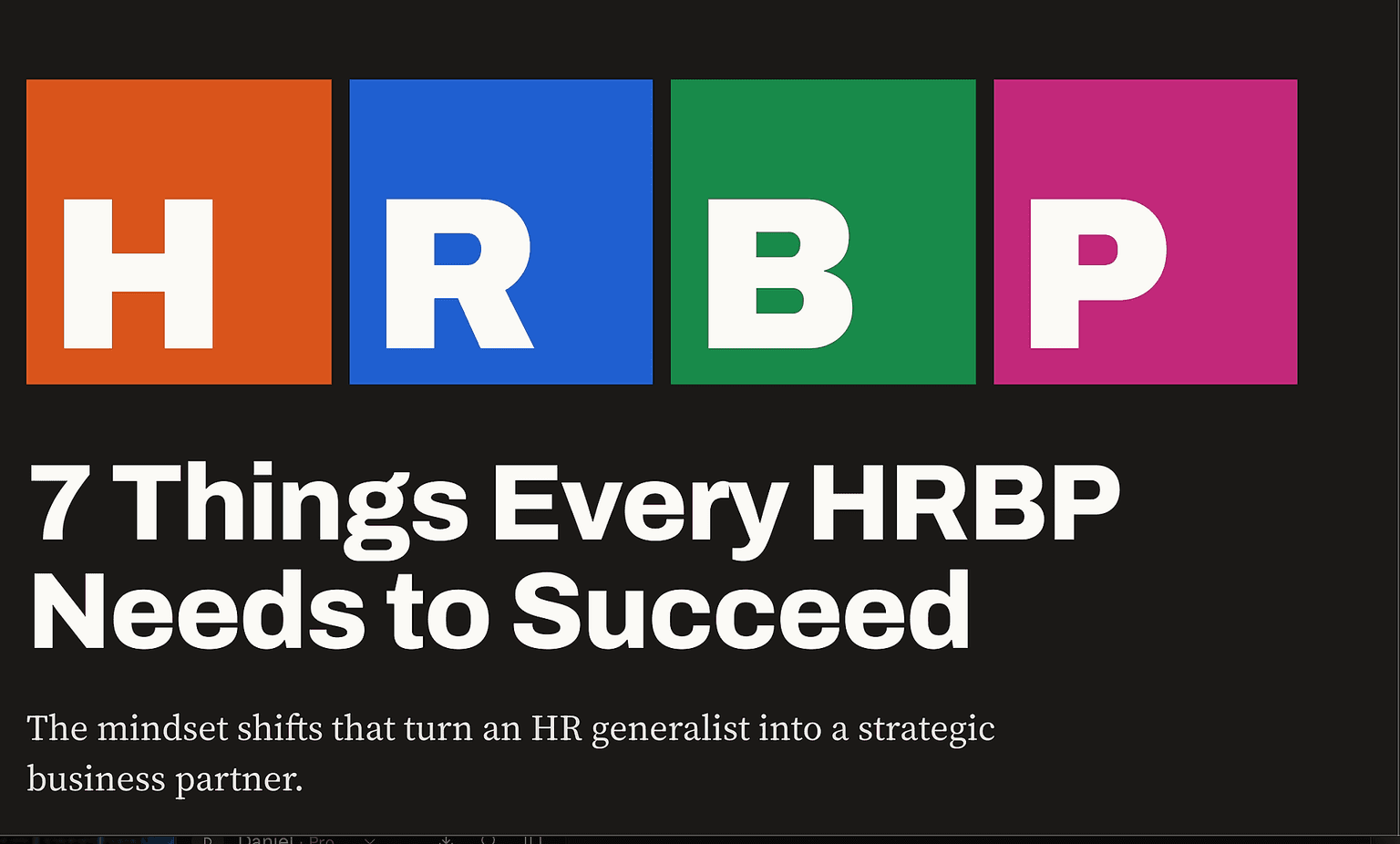 A quick reference for all HRBPs of all levels