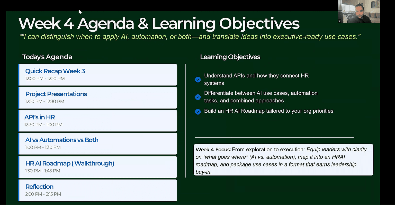 Q giving an overview on Week 4 Objectives
